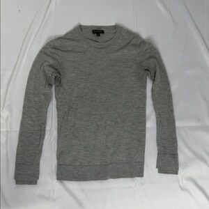 Banana Republic 100% Merino Wool Double-Cuff Crewneck Sweater Heather Gray sz M